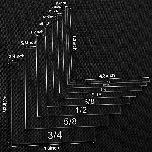 Acrylic corner template set with various size markings.