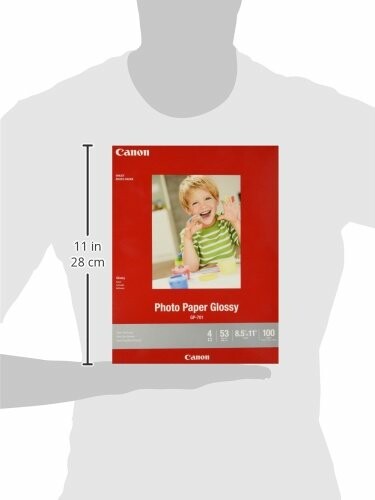 Canon photo paper glossy packaging with child smiling.