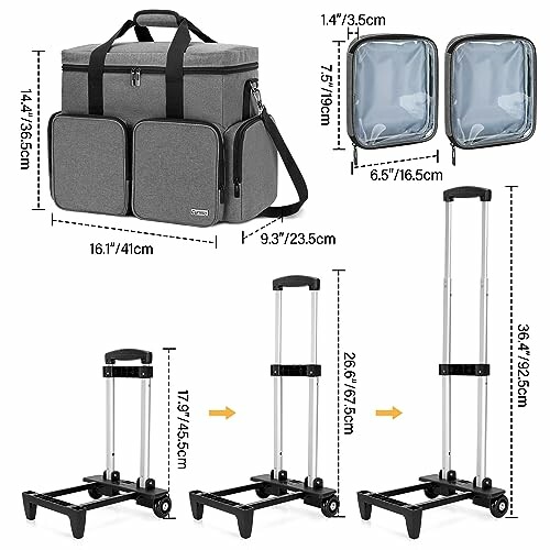 Collapsible cooler bag with wheels and detachable pouches