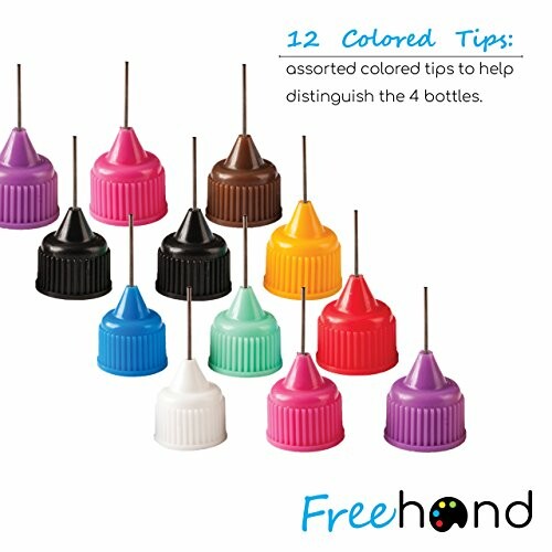 Assorted colored bottle tips for distinguishing bottles.