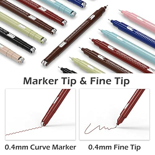 AECHY Colored Curve Pens with dual tips