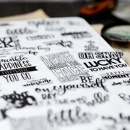 Close-up of motivational quotes and phrases in artistic fonts.