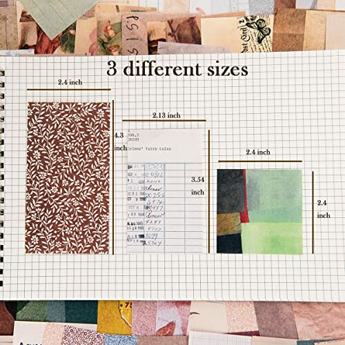 Comparison of three different paper sizes with measurements on a grid background.