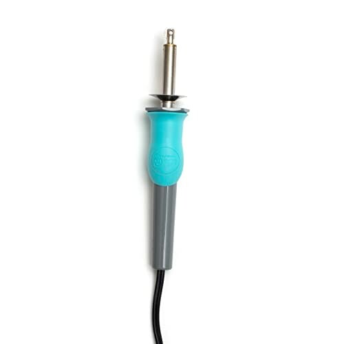 Soldering iron with blue handle.