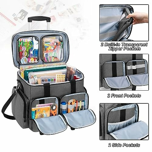 Teacher's organizer bag with multiple compartments and pockets