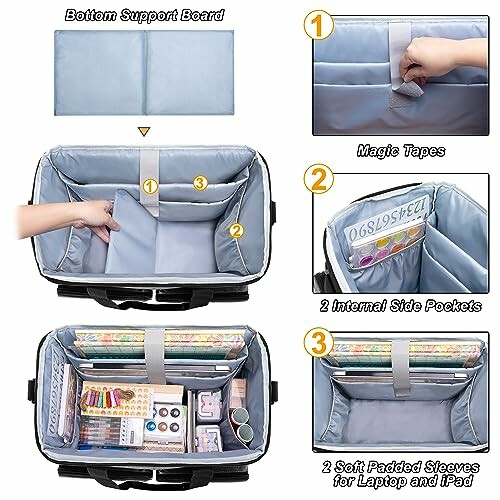 Tote bag organizer with compartments and pockets