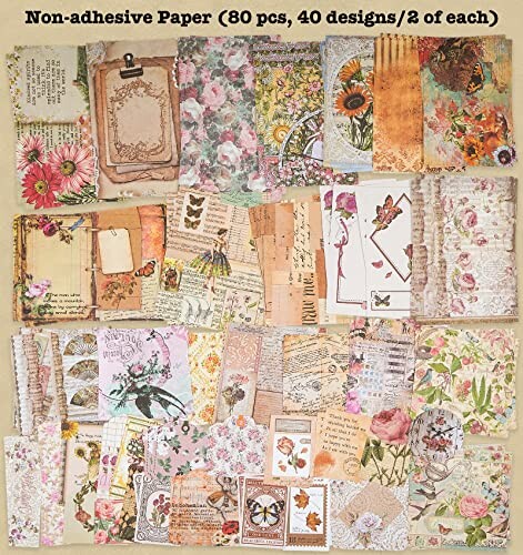 Collection of vintage-style floral and decorative paper designs.