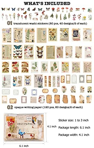 Collection of vintage washi stickers and writing paper.